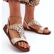  sergio leone women`s flat sandals, gold
