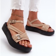  women`s platform sandals zaxy beige