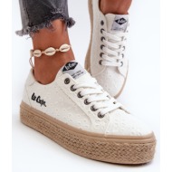  women`s lace sneakers with lee cooper braid white
