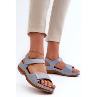  comfortable women`s velcro sandals blue iphiope