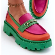  zazoo women`s leather loafers, green
