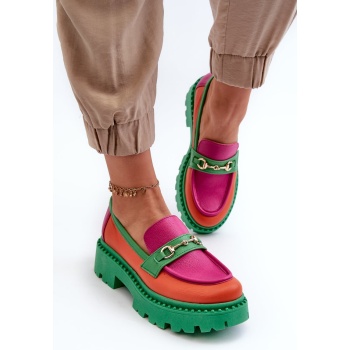 zazoo women`s leather loafers, green σε προσφορά