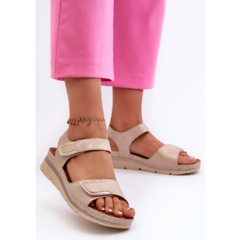 women`s velcro sandals beige risanni σε προσφορά