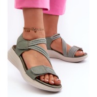  women`s comfortable velcro sandals green eladora