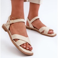  flat women`s sandals made of eco leather s.barski beige