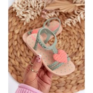  children`s sandals with heart ipanema my first baby green