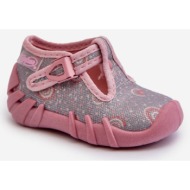  comfortable children`s slippers befado grey and pink