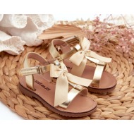  children`s sandals with velcro bow, gold joratia