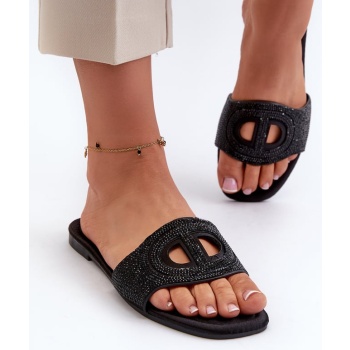 black women`s slippers with flat heels σε προσφορά