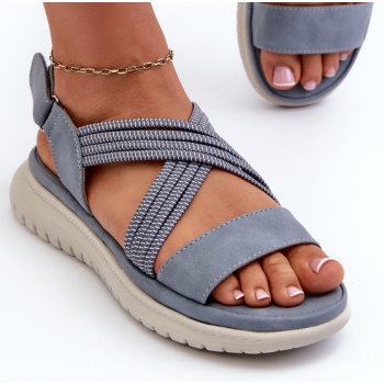 women`s comfortable velcro sandals blue σε προσφορά