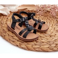  children`s sandals with hook-and-loop fastening, black, sarniema