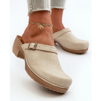 women`s low-heeled clogs inblu beige σε προσφορά