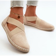  women`s eco suede beige espadrilles with elastic bands phaedrana