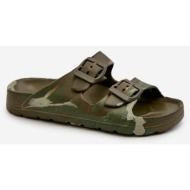  lightweight boys` foam slippers with buckles dark green adirnaca