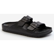  men`s lightweight foam slippers with buckles black avatara