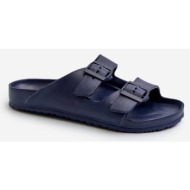  men`s lightweight foam slippers with buckles navy blue avatara