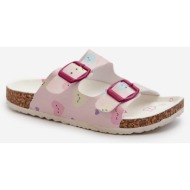  children`s slippers with heart buckles pink