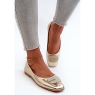  women`s ballerinas made of eco leather with gold decoration edoslli