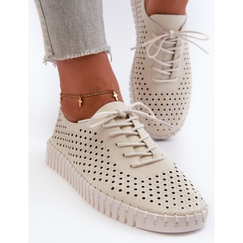 beige leather women`s sneakers with an σε προσφορά