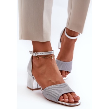 women`s high-heeled sandals silver σε προσφορά