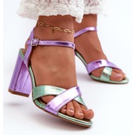  high-heeled sandals made of eco-leather, purple abilica