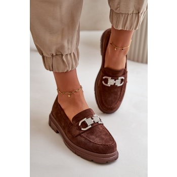 women`s eco-suede moccasins with brown σε προσφορά