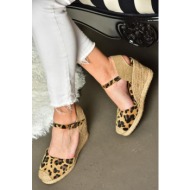  fox shoes p241612017 leopard straw wedge heels women`s shoe