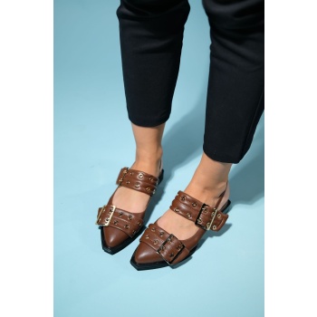 luvishoes paloma brown skin gold buckle σε προσφορά