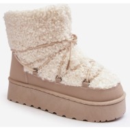  fr1 women`s lace-up snow boots with thick sole beige loso