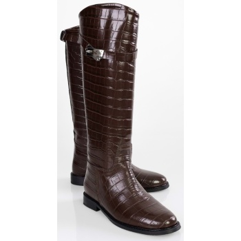 shoeberry women`s matia brown crocodile σε προσφορά