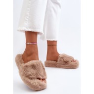  fk1 women`s fur slippers beige stepia