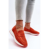  fs1 women`s platform loafers in orange eco suede inesqua