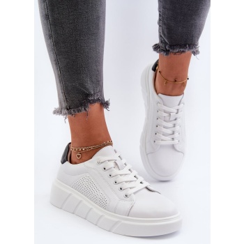 pe1 women`s white leather platform σε προσφορά