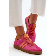  zazoo n1068 low women`s suede sneakers fuchsia