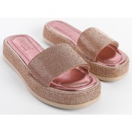  capone outfitters women`s slippers with wedge heels and stones