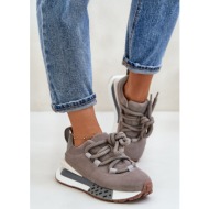  suede women`s sneakers on platform with thick lacing artiker