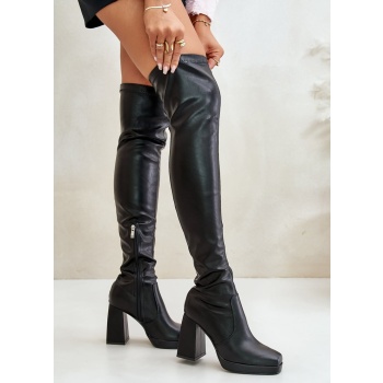 fb2 knee high heeled boots black σε προσφορά