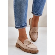  fi1 eco suede women`s moccasins with bear beige kaithra