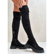  fs1 women`s over the knee eco suede boots black irithalla