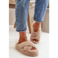  marka niezdefiniowana womens fur slippers on thick sole beige lavitera