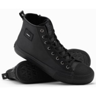  ombre men`s high-top sneakers with decorative toe box - black