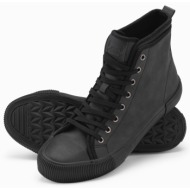  ombre men`s high-top sneakers with decorative upper - graphite