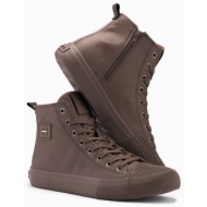  ombre men`s high-top sneakers with decorative toe - brown