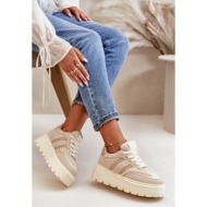  pg2 warm women`s platform sneakers with fur beige daivlene