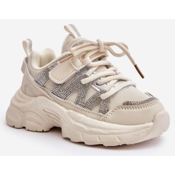 children`s sneakers with crystals beige