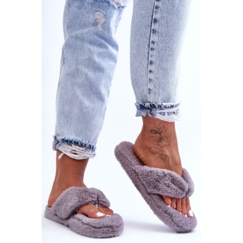 women`s leather slippers papcie gray