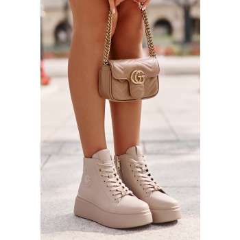 high leather women`s platform sneakers