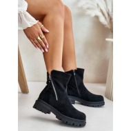  insulated ankle boots with flat heel made of eco suede black reloma