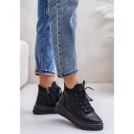  lightweight leather sports shoes on platform artiker black