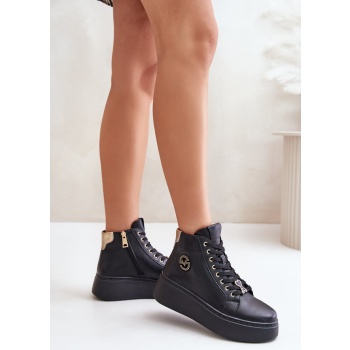 high leather women`s platform sneakers